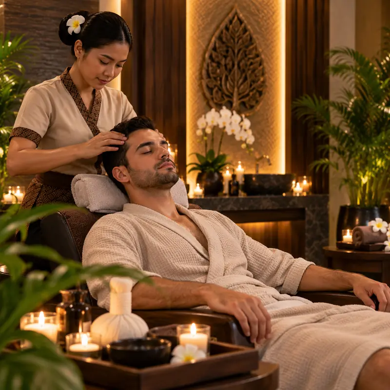 Head and shoulder massage for desk tension, near Business Bay