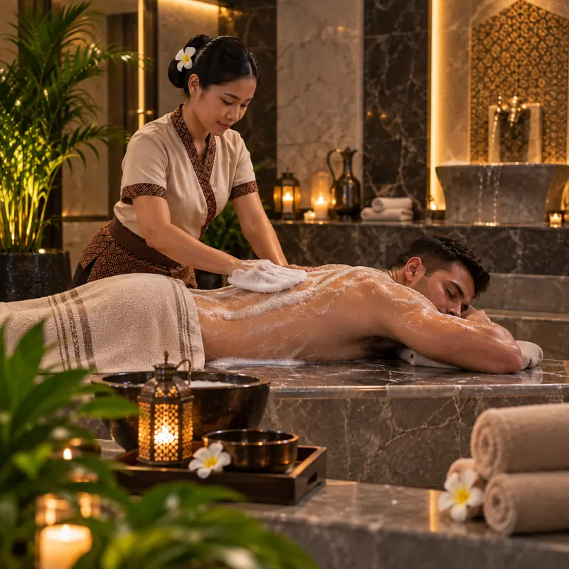 Moroccan bath with black soap and kessa scrub